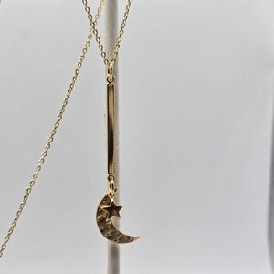 Gold Dainty Crescent Moon Star Charm Necklace Boutique Brand Gold Plated Brass